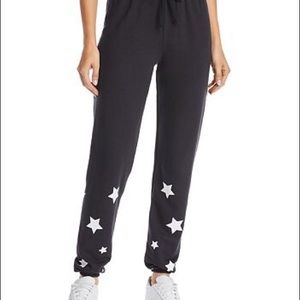 Spiritual gangster black sweatpants w/ star detail